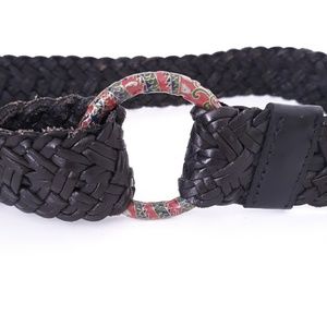 Cloisonee dragon buckle leather belt